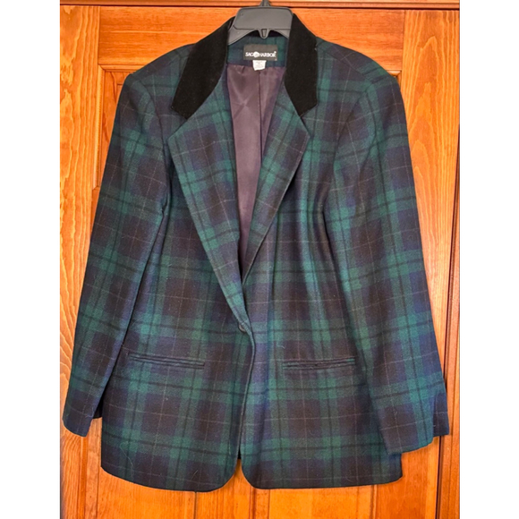 Sag Harbor Black Watch Plaid Blazer Wool Blend Jacket Women’s 16 - Picture 1 of 9